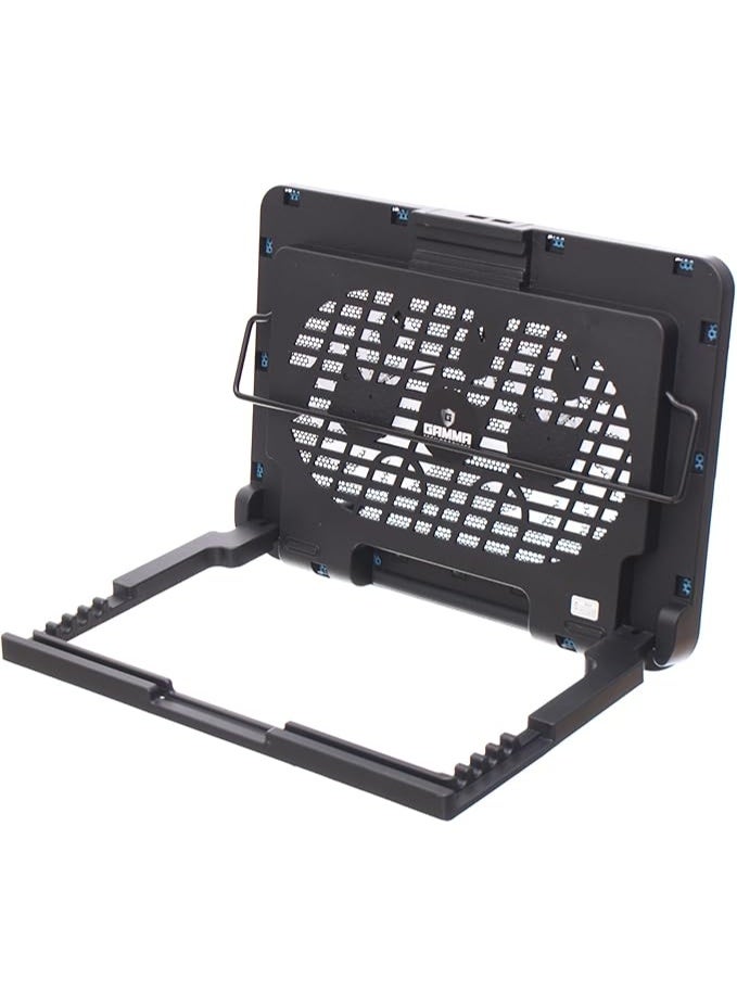 Gamma GT-99 Cooling Pad Containing Six Angle Stand With Two USB Ports And Fan Control button For Laptop 360x260x30mm - Black - Image 3